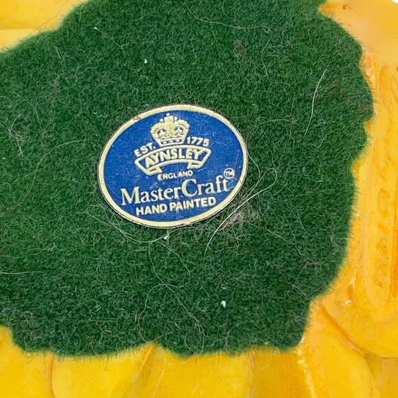 Aynsley MasterCraft Hand Painted Frog Yellow Water Lily Flower UK England VTG - Picture 7 of 12